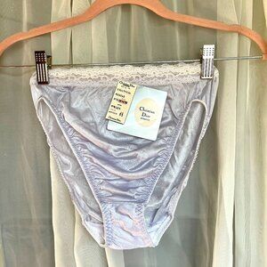 Vintage Dior Lilac & White Panties with Dior Lace Monogram on Top in White